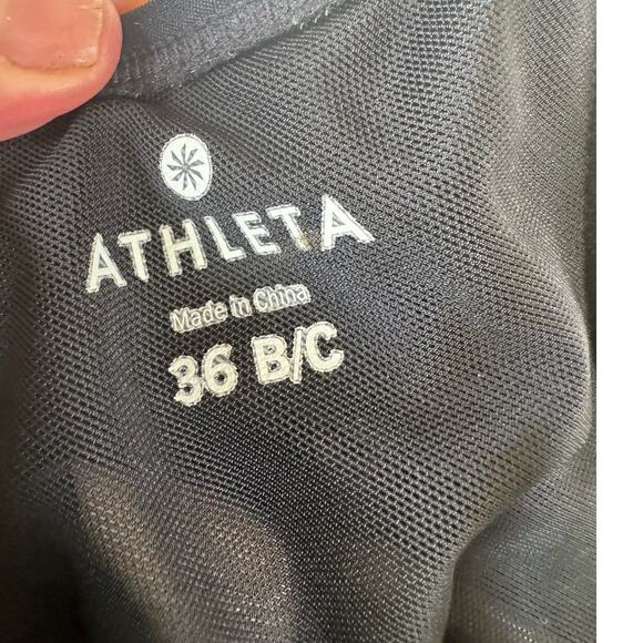 Athelta Black 36 B/C Built in Bra Strap Tank Work Out Swim Top Slimming Babydoll - Picture 8 of 10